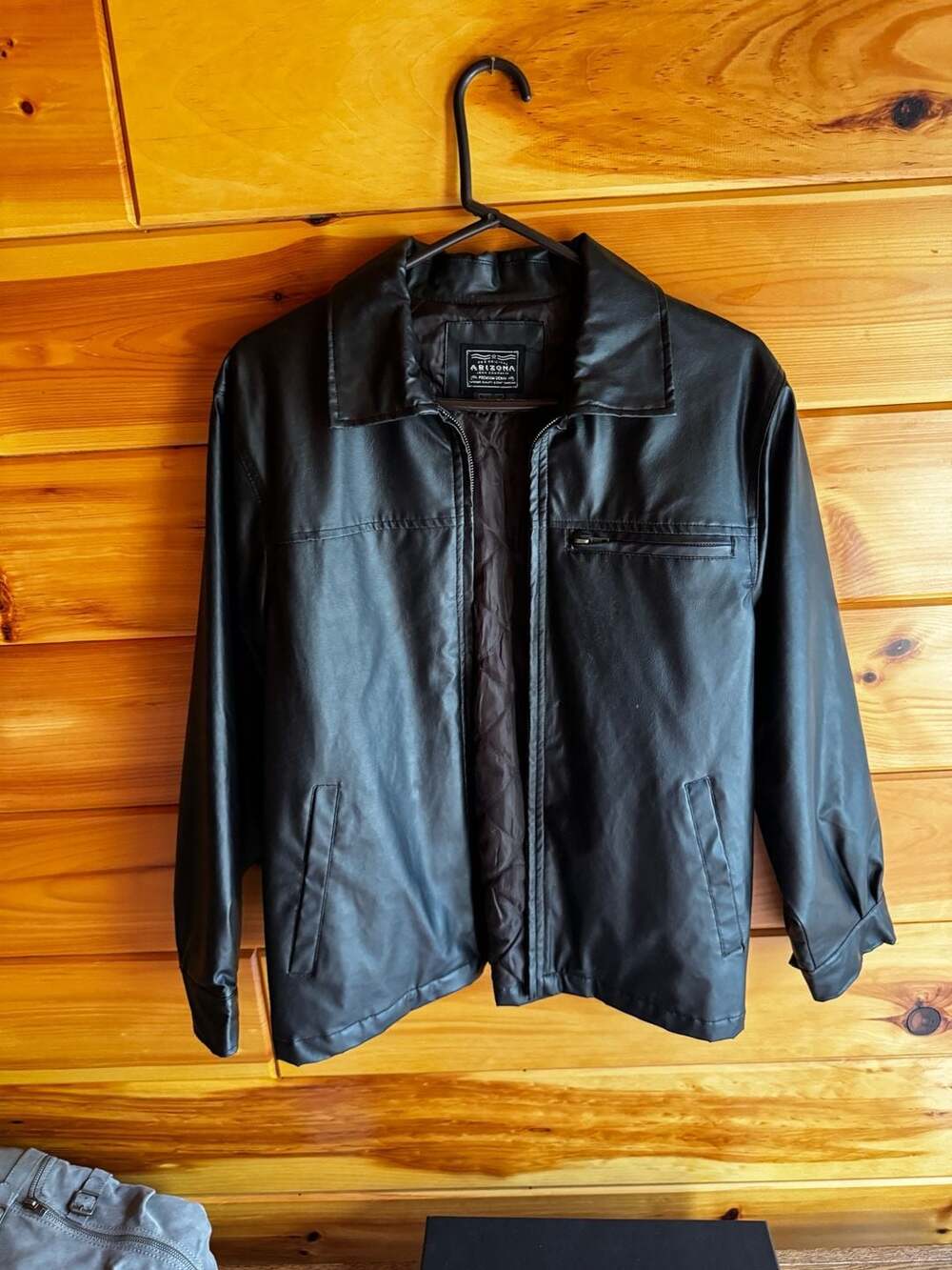 Arizona Jean Company Black Leather Quilted Lined Jacket Size Large